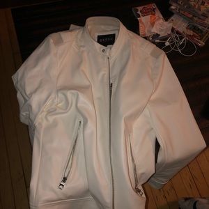 Guess white leather jacket